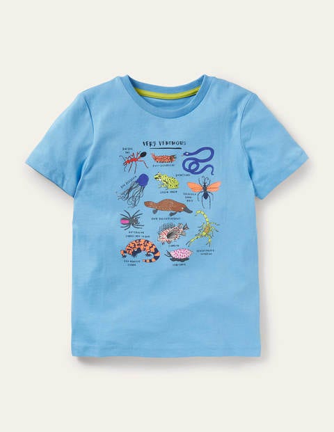 T-Shirt mit Gittermotiv - Surfbrett-Blau, Tiere