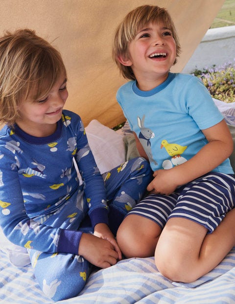 Schlafanzug im 2er-Pack mit Ostermuster - Strahlendes Marineblau, Osterhase