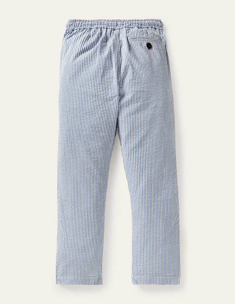 Smart Pull-on Pants - Bright Marina Blue Ticking