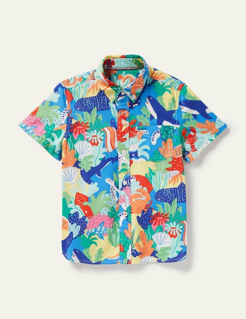Holiday Cotton Linen Shirt - Multi Rainbow Reef