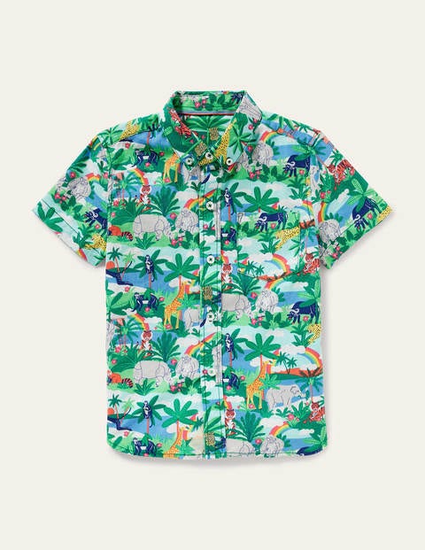 Holiday Cotton Linen Shirt - Multi Jungle Scene