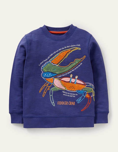 Appliqué Crab Sweatshirt - Starboard Blue