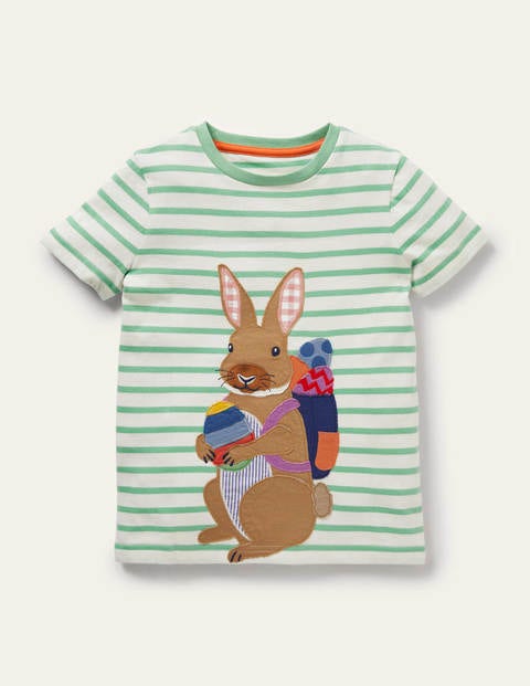 Easter Appliqué T-shirt - Ivory/Aloe Green Bunny