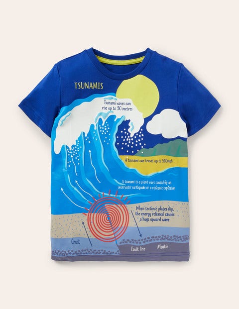 T-shirt éducatif à imprimé - Tsunami bleu vague