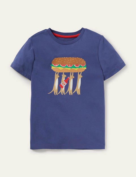 T-Shirt mit Erdmännchenmotiv - Segelblau, Erdmännchen