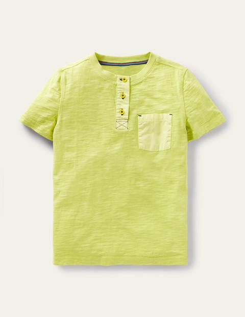 Stückgefärbtes Henley-T-Shirt - Sonnenblumengelb