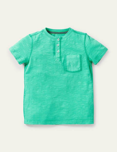 Garment Dye Henley T-shirt - Tropical Green