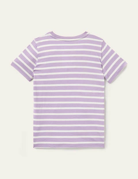 T-shirt rayé à appliqué animal - Crocodile violet froid