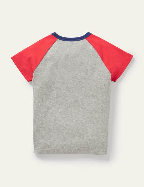 T-Shirt mit Blockfarben und Logo - Grau Meliert, Surf