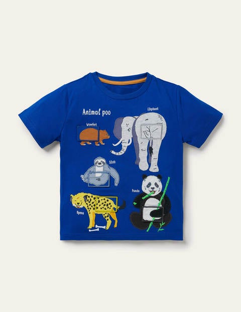 Educational Flap T-shirt - Brilliant Blue Animals