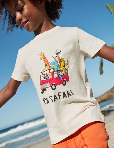 T-Shirt mit Safarifahrzeug - Naturweiß, Safarifahrzeug
