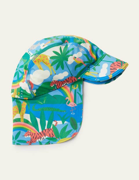 Chapeau de bain avec protection solaire - Arc-en-ciel bleu géorgien, motif Jungle