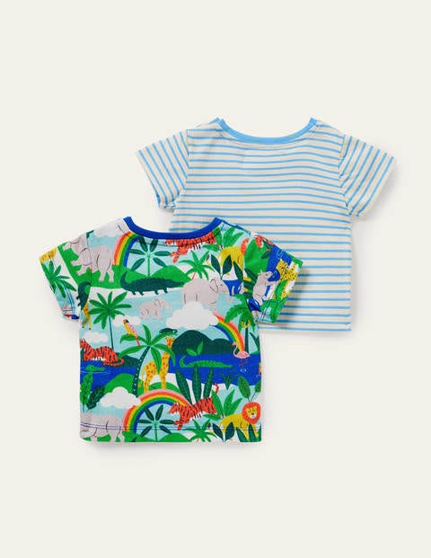T-Shirts im 2er-Pack - Bunt, Regenbogen/Dschungel