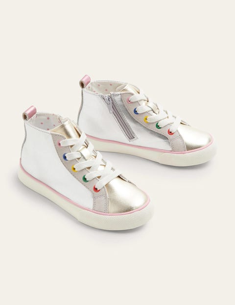 Leather High Top - Silver Rainbow