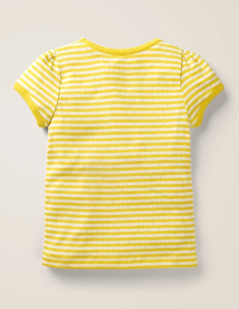 Short-Sleeved Pointelle Top - Daffodil Yellow/Ivory