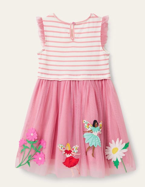 Jersey Tulle Appliqué Dress - Formica Pink Flower Fairy
