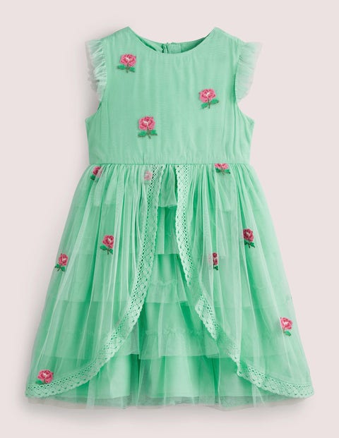 Tiered Tulle Embroidered Dress