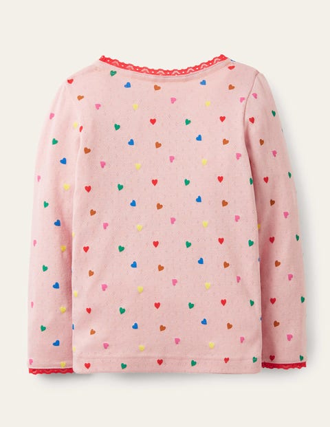 Supersoft Pointelle T-shirt - Pink Hearts
