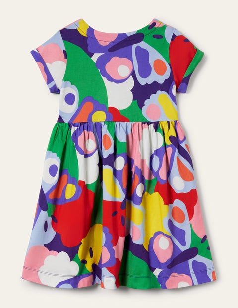 Short Sleeve Fun Jersey Dress - Multi Bonkers Butterfly