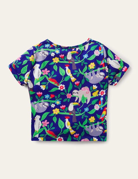 Tie-front T-shirt - Blue Wave Sloth