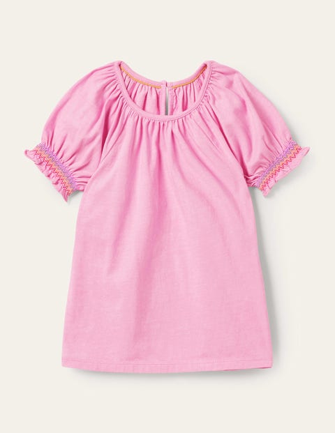 Smocked Raglan T-shirt - Rosebay Pink