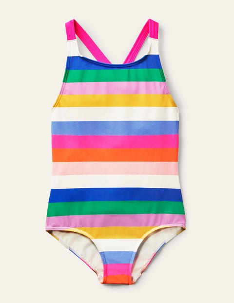 Cross-back Printed Swimsuit - Rainbow Multi