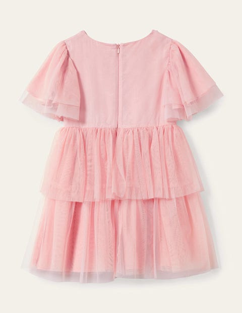 Appliqué Tiered Tulle Dress - Provence Dusty Pink Flowers