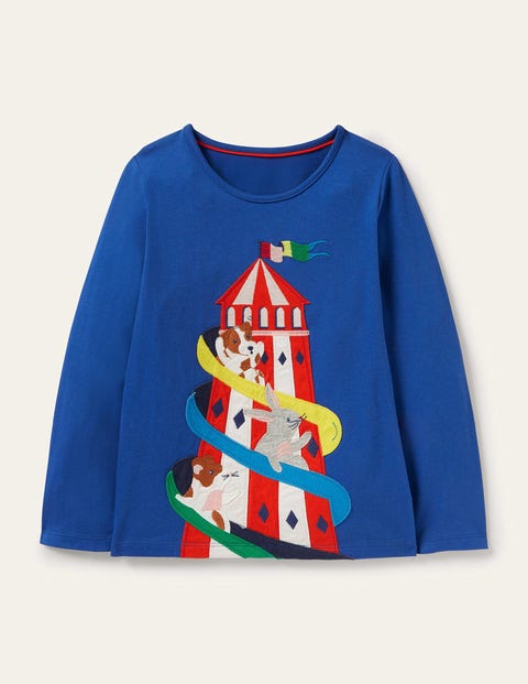 T-Shirt mit Tierapplikation - Glockenblumenblau, Jahrmarktrutsche