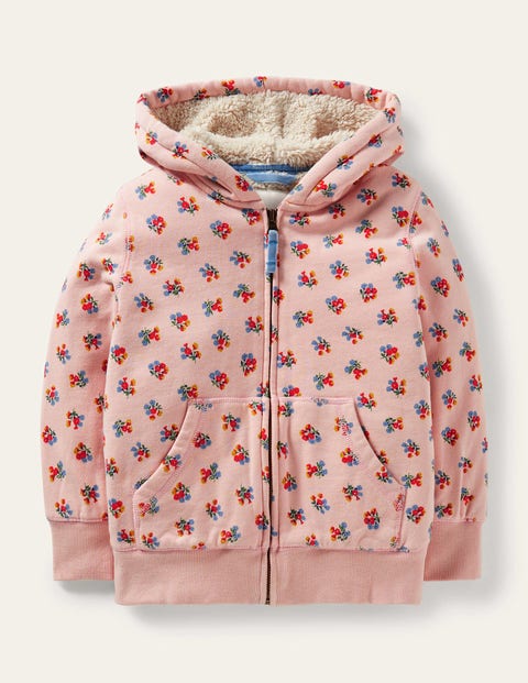 Shaggy-lined Hoodie - Pink Floral