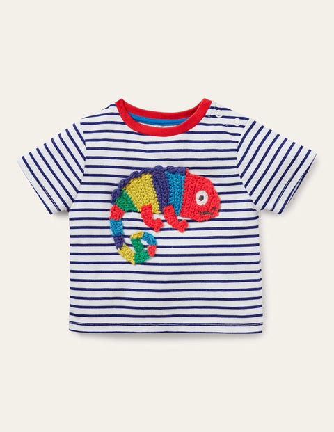 Striped Crochet T-shirt - Ivory/Starboard Chameleon