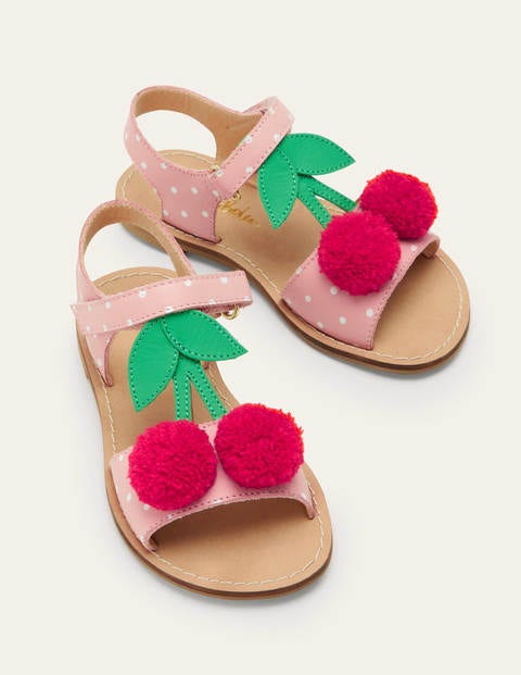 Fun Leather Sandals - Pink Cherries