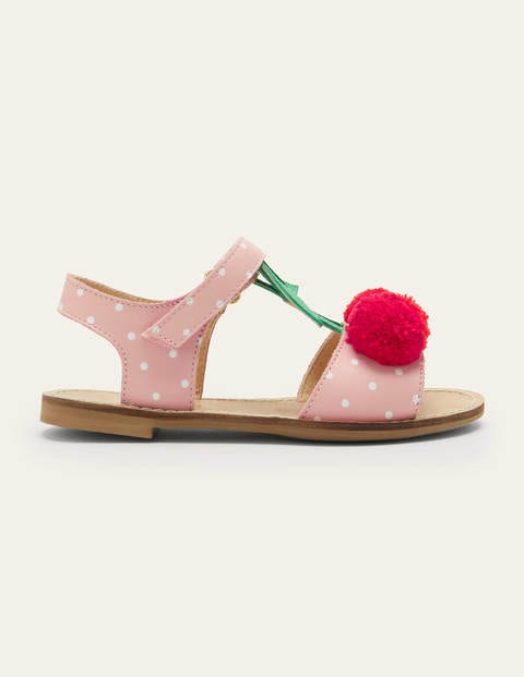 Fun Leather Sandals - Pink Cherries