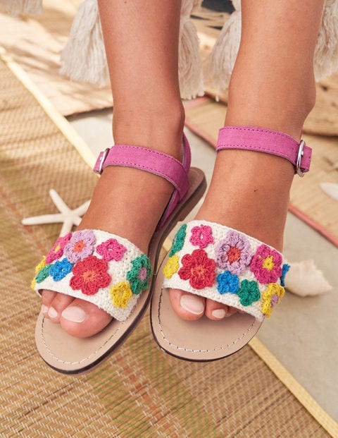 Sandales en crochet - Fleurs multi