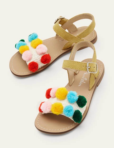 Crochet Sandals - Multi Pom Poms