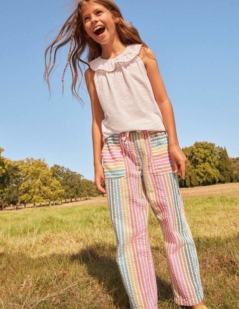 Embroidered Holiday Trousers - Rainbow Stripe