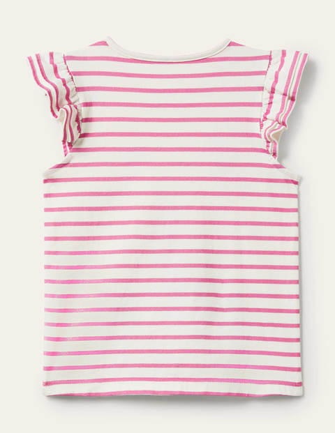 Rüschen-T-Shirt mit interessantem Motiv - Erdbeereisrosa, Meerjungfrauen
