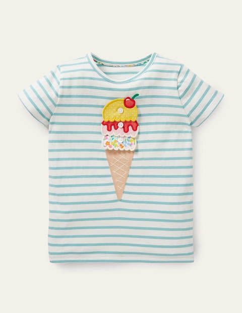 Build your own Applique Top Georgian Blue/ Ivory Ice Cream Boden