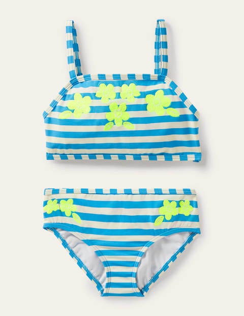 Bikini brodé - Rayé bleu Malibu