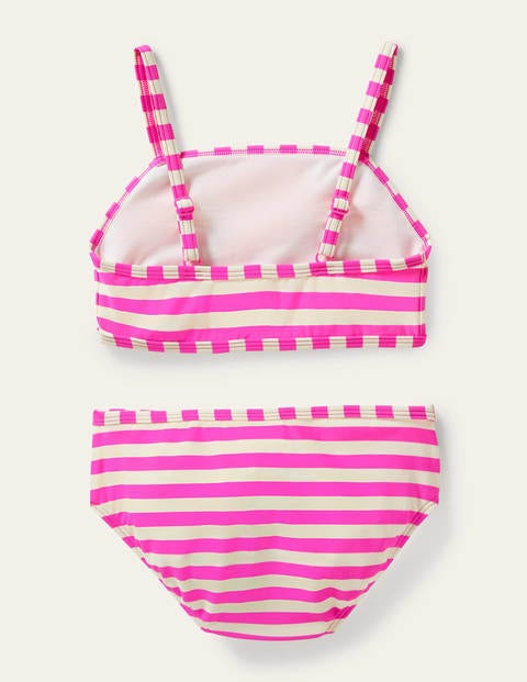 Embroidered Bikini Set - Pop Pansy Pink Stripe