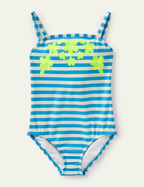 Embroidered Swimsuit - Malibu Blue Stripe