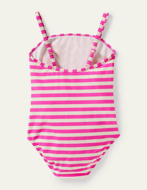Embroidered Swimsuit - Pop Pansy Pink Stripe