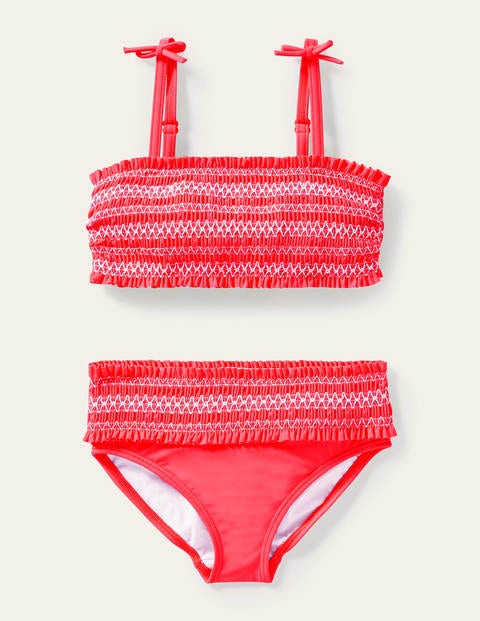 Smocked Bikini Set - Watermelon Punch Ivory Stripe