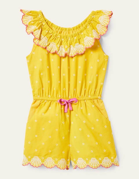 Woven Broderie Playsuit - Daffodil Yellow