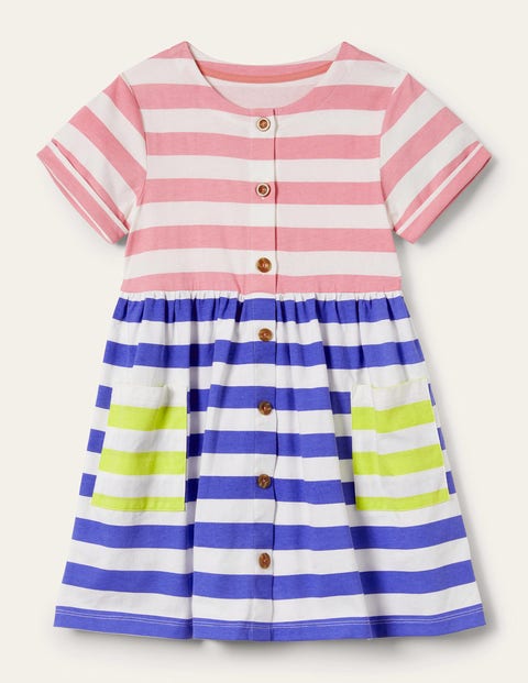 Button Down Jersey Dress - Hotchpotch Stripe