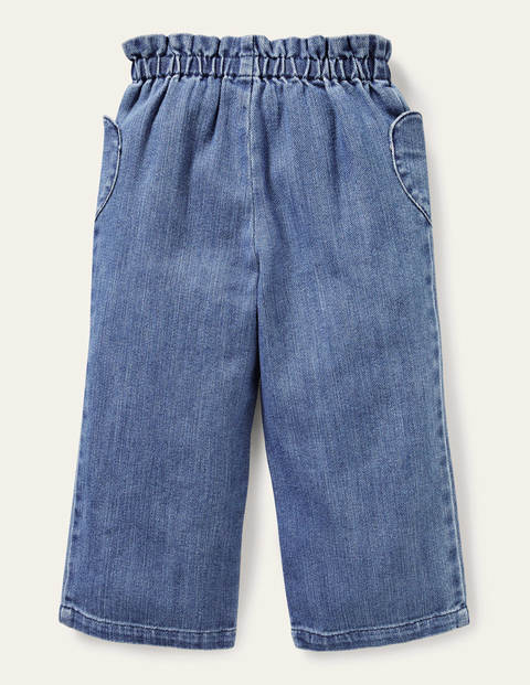 Wide Leg Pull On Trousers - Mid Vintage Denim