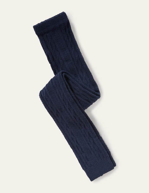 Cable Footless Tights - College Navy