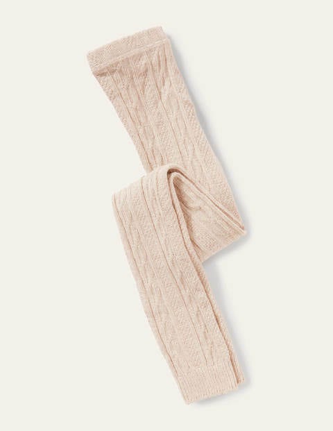 Cable Footless Tights - Oatmeal Marl