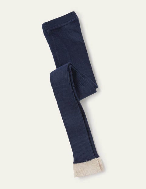 Ribbed Footless Tights - Navy Blue Ribbed Footless Tights - Navy Blue