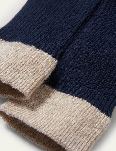 Ribbed Footless Tights - Navy Blue Ribbed Footless Tights - Navy Blue