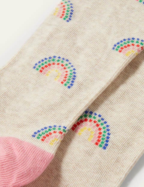 Gemusterte Strumpfhose - Hellbeige Meliert, Regenbogen Gemusterte Strumpfhose - Hellbeige Meliert, Regenbogen